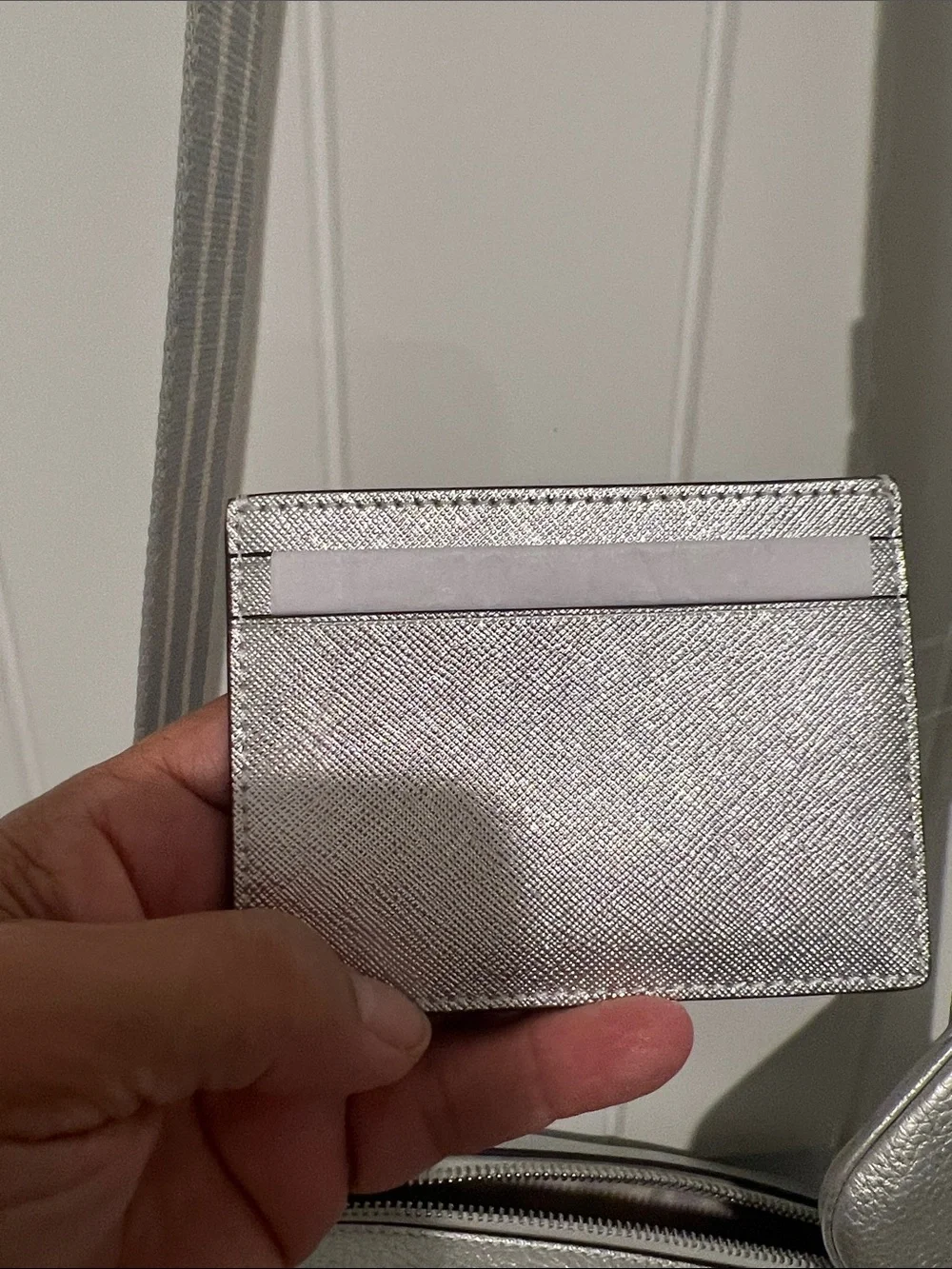 kate spade ♠️ Silver Pebbled Crossbody Camera Purse-strap w/ wallet & coin purse